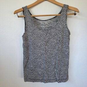 LL Bean Signature Women's Black/White Floral Tank Top - XXS